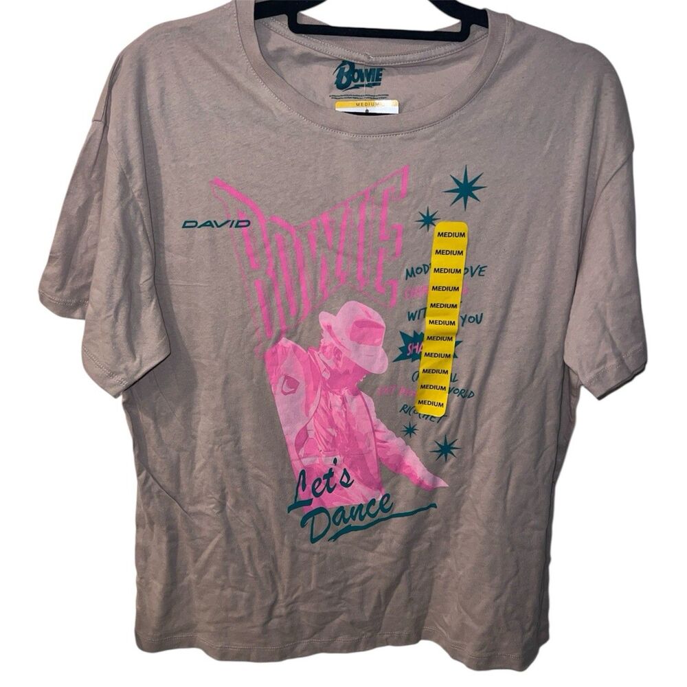David Bowie Lets Dance Brown T-Shirt Graphic Band Womens Medium Fits Loose New